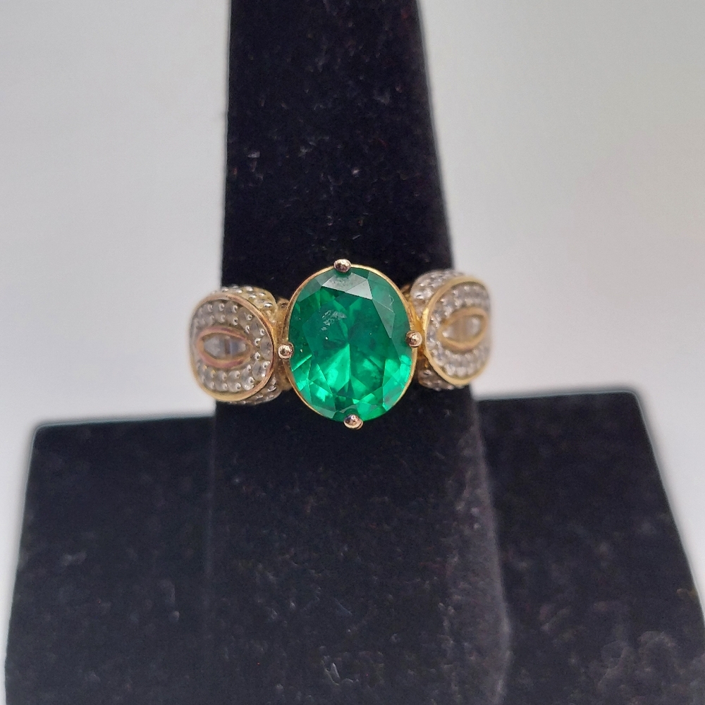Vintage GOS 925 Faceted Green Stone and Cz. GC & Attractive. - Picture 4 of 11